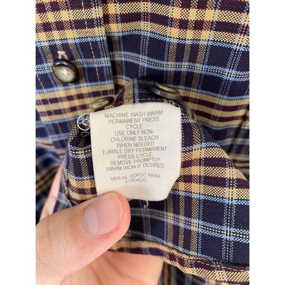 Towncraft Mens Blue yellow Shirt XXL Button-Up Cotton long sleeve collared plaid - Picture 6 of 7